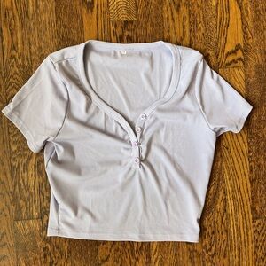 Women's Ribbed Button-Down Top - Light Purple